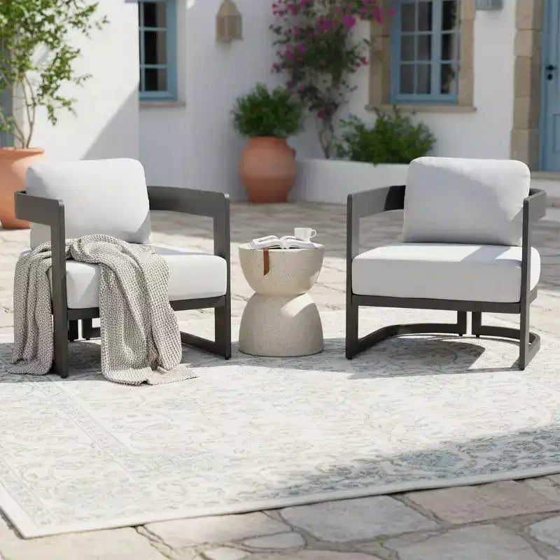 Christopher Knight Home Jerin Modern Outdoor Aluminium Olefin Upholstered Club Chair with Cushion