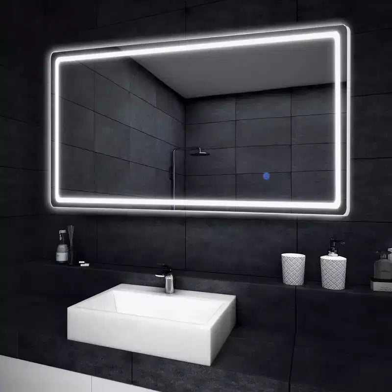 63x16 LED Rectangle Floor Mirror with Stand, HD Full-length Mirror with Aluminum Alloy Frame and 3 Color Temperature, Silver