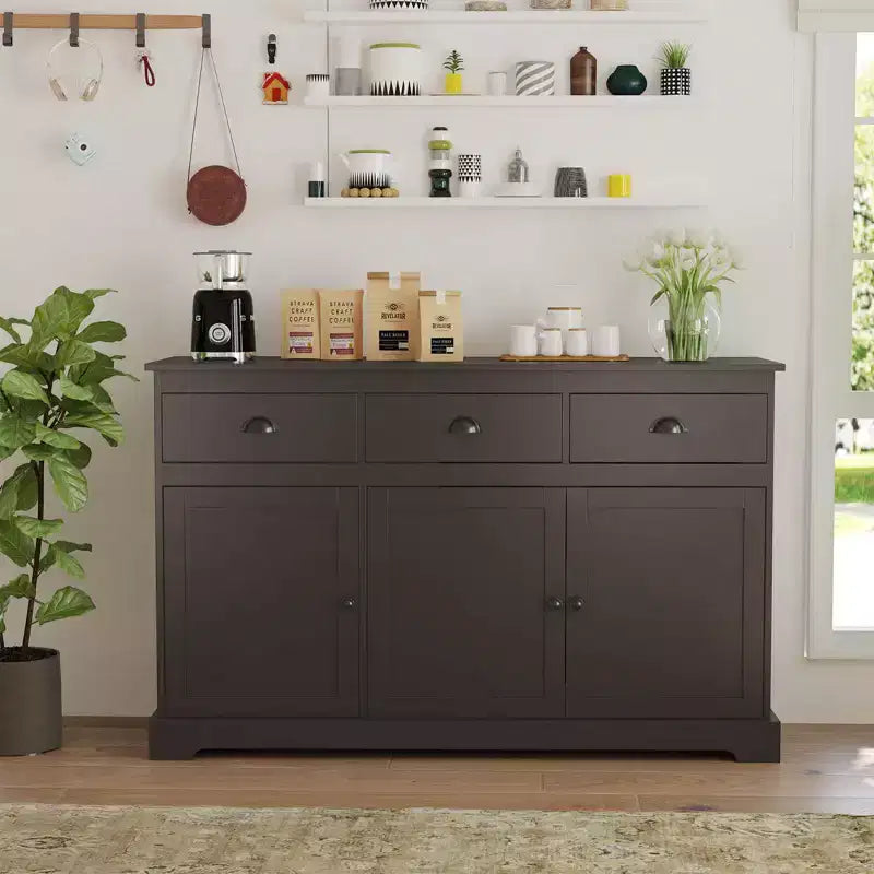 53.5 Storage Cabinet with 3 Drawers 2 Adjustable Shelves Buffet Sideboard