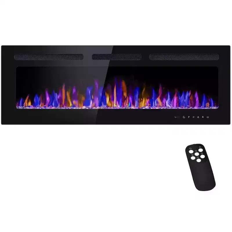 Coolmee 80 inch Smart Electric Fireplace Recessed & Mounted, Dual Heat 750/1500W with Remote, Adjustable Flames, Touch Screen, Timer