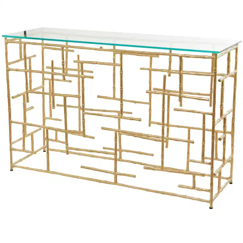 Contemporary Gold Aluminum Console Table