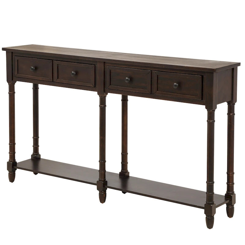 2-Drawer Console Table with Bottom Shelf