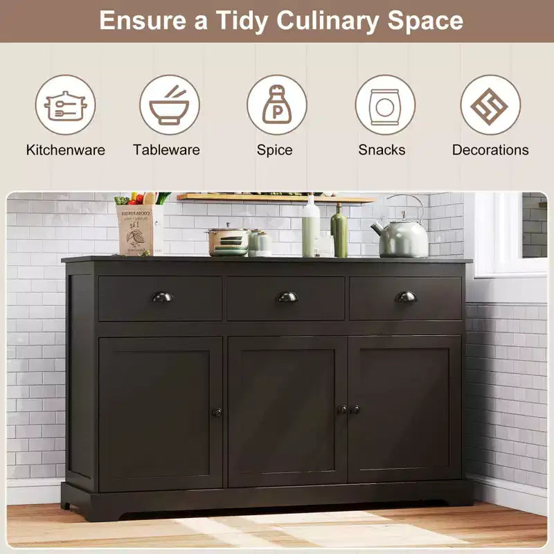 53.5 Buffet Sideboard with 3 Drawers and 2 Adjustable Shelves