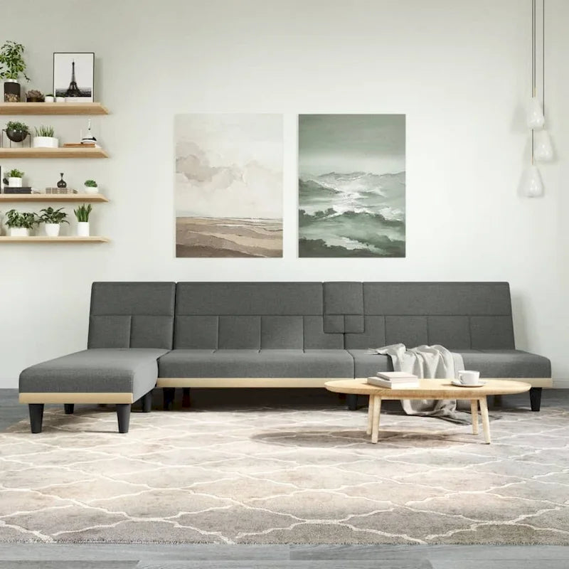L-shaped Sofa Bed Dark Gray
