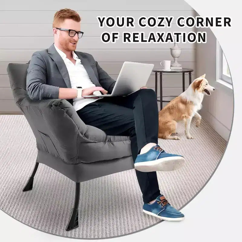 Modern Lounge Chair - Slim Profile Armchair for Small Spaces