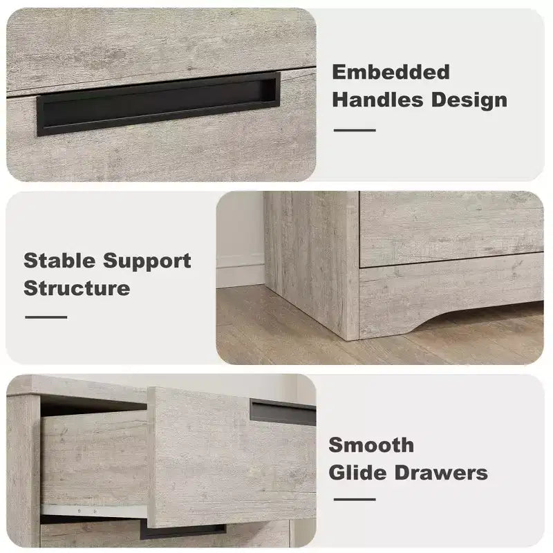 5-Drawer Wooden Dresser, Chest of Drawers for Bedroom & Living Room