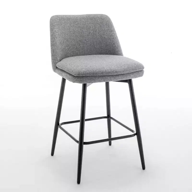 Counter Height Swivel Bar Stool, Linen & Matte Black