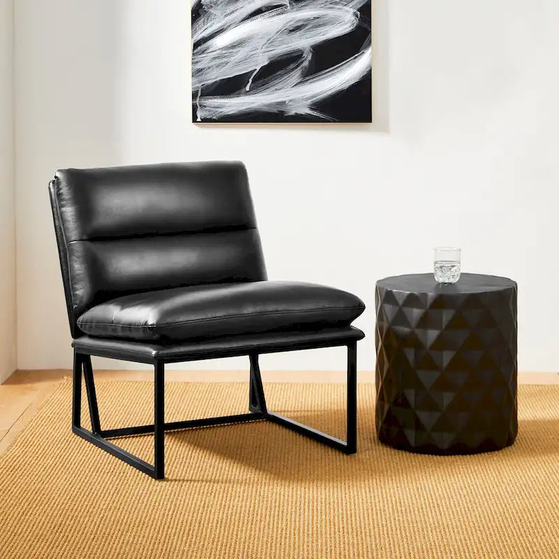 Modern Ergonomic PU Accent Armless Chair, 30.25 Inch Height