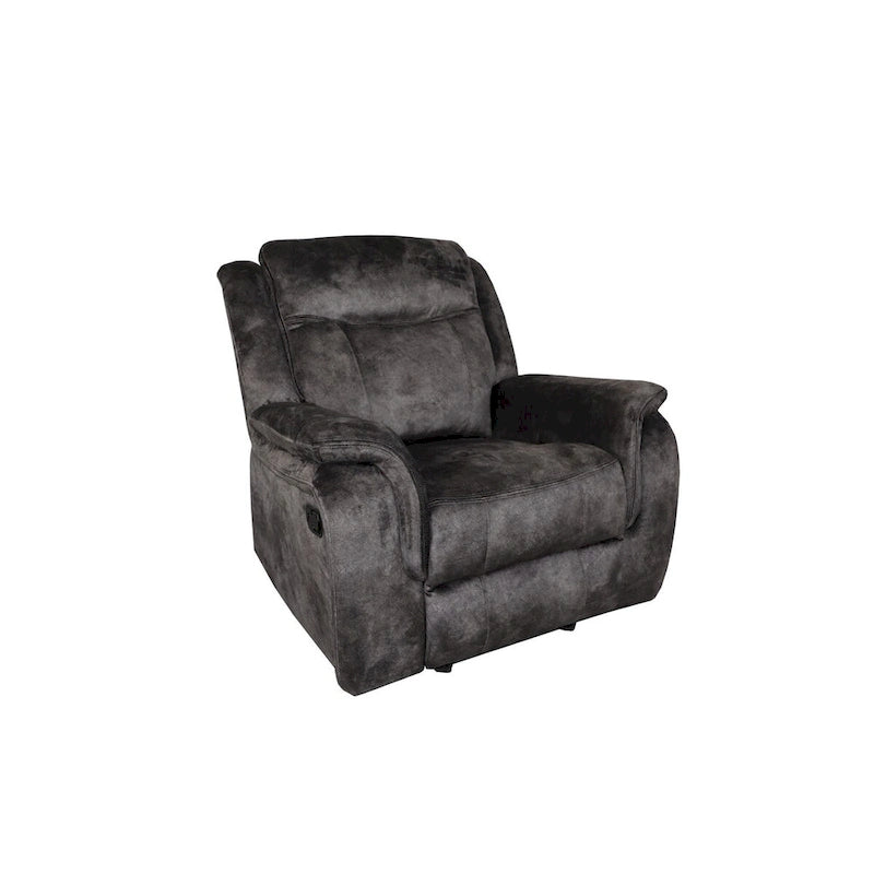 39 in. Manual Glider Recliner Chair with Pocket Coils, Gray Faux Suede