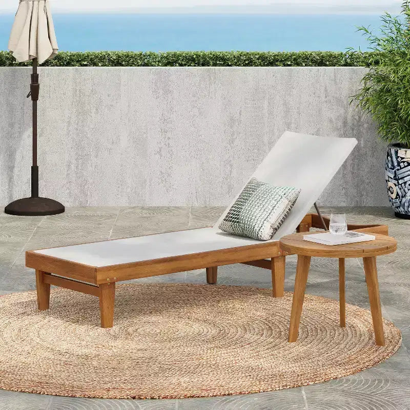 Christopher Knight Home Eldon Outdoor 2 Piece Acacia Wood and Mesh Chat Set