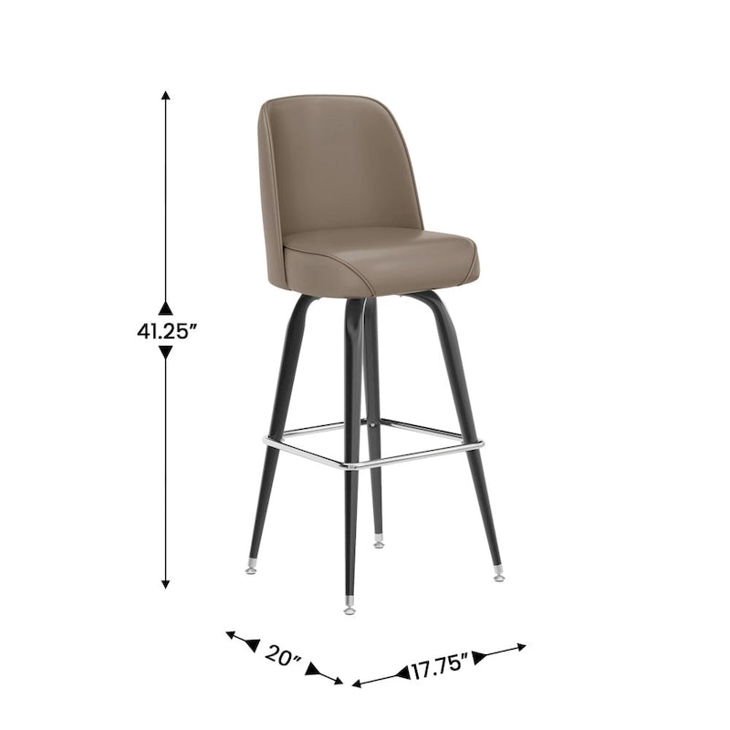 2-Pack Metal Barstools with Swivel Vinyl Bucket Seat & Footrest