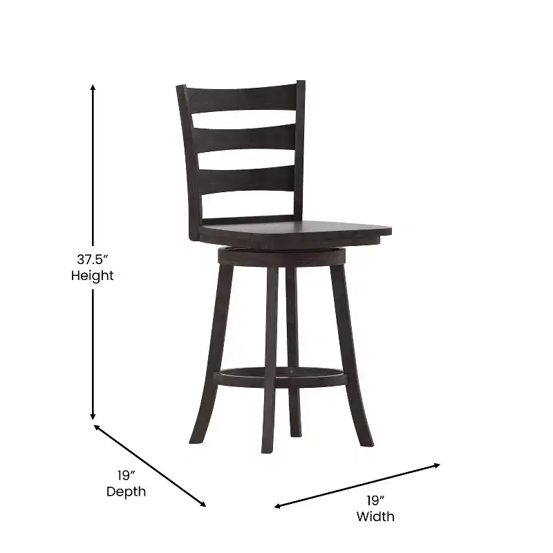 Emma and Oliver Classic Ladderback Counter Height Dining Stool with Wood Seat