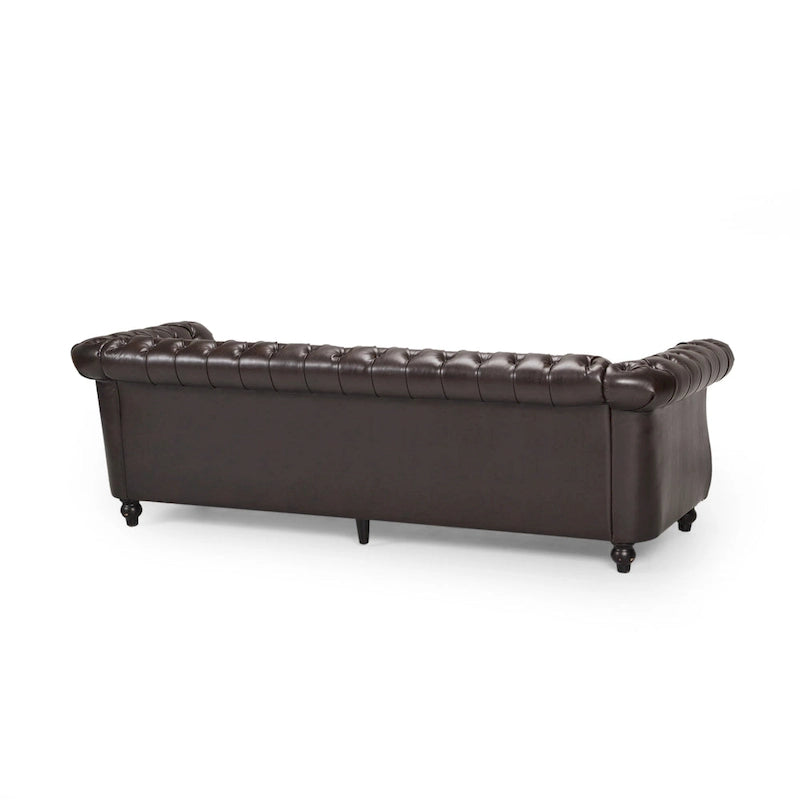 Tufted Chesterfield Faux Leather Sofa