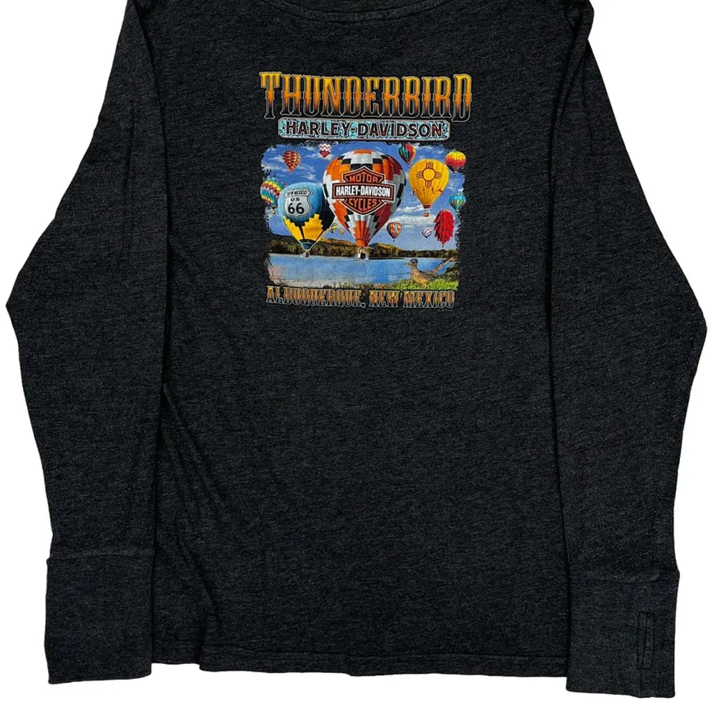 Graphic Long Sleeve T-Shirt XL Grey Cotton Blend Womens Regular Fit