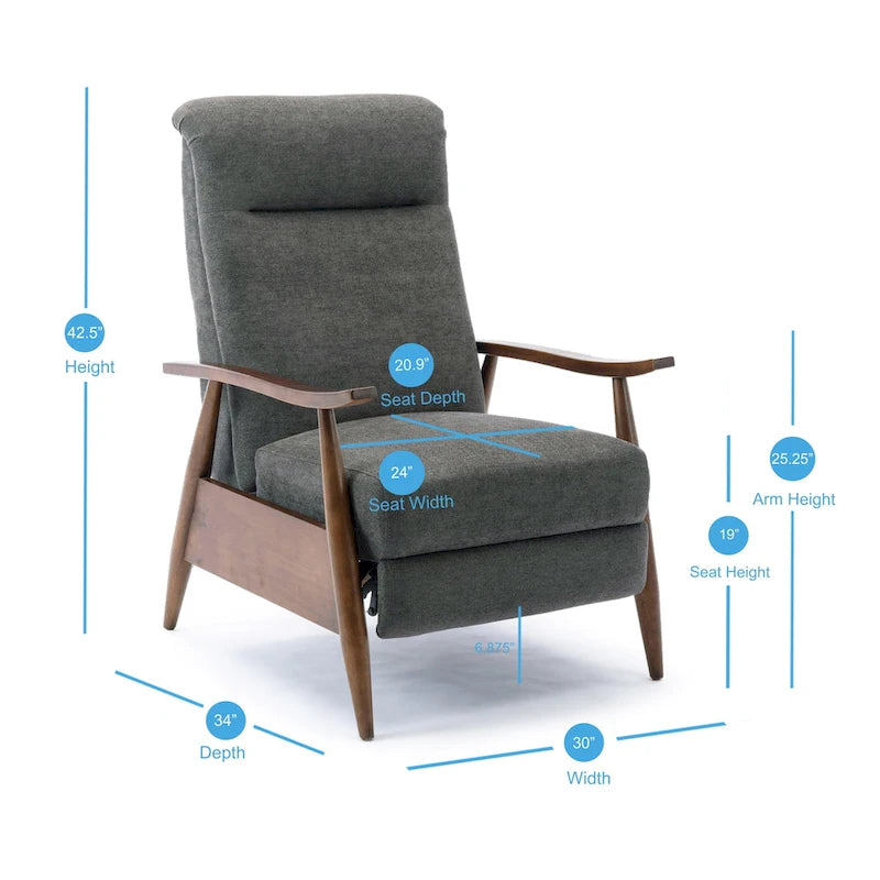 Sloan Wood Arm Push Back Recliner by Greyson Living