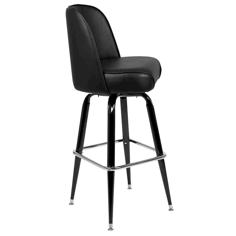 2-Pack Metal Barstools with Swivel Vinyl Bucket Seat & Footrest