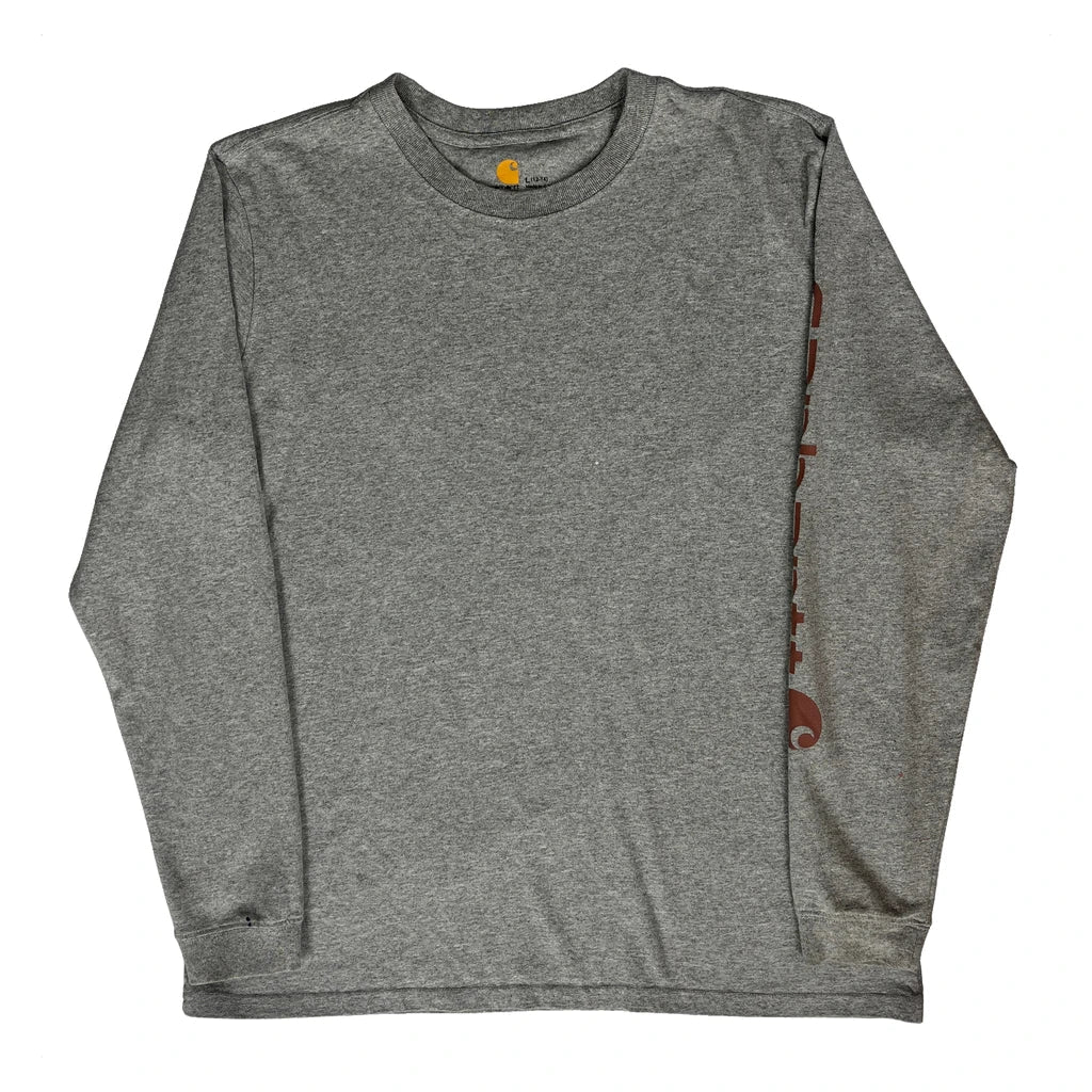 Long Sleeve T-Shirt - Large Grey Cotton Crew Neck Women