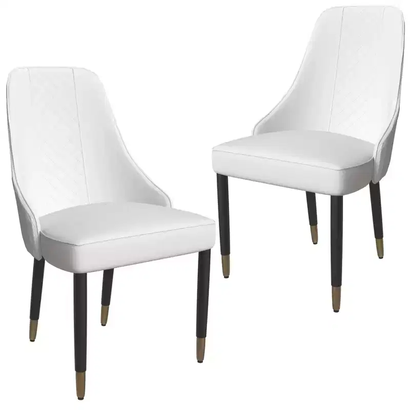 LeisureMod Allure Modern Dining Chairs Set of 2, Upholstered Seat and Back with Solid Wood Legs, Contemporary Side Chairs for Kitchen or Dining Room