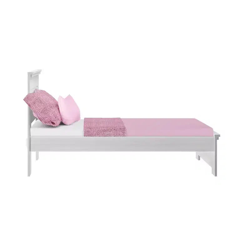 Twin Bed Frame with Panel Headboard, Modern Farmhouse Solid Wood Platform Bed