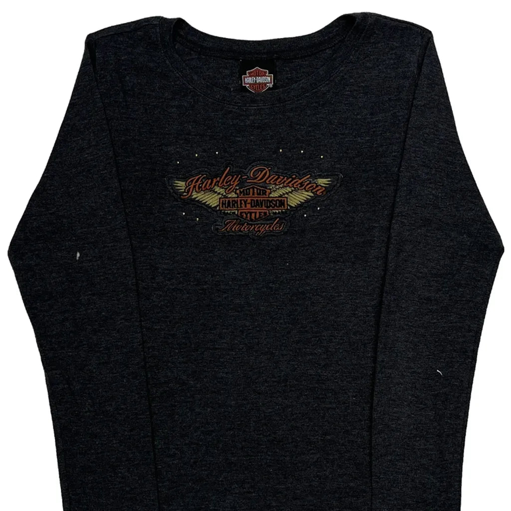 Graphic Long Sleeve T-Shirt Large Black Cotton Women