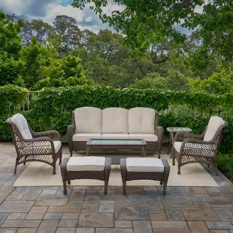 Rio Vista Sandstone Outdoor Wicker Patio Sofa Set (6-Piece)