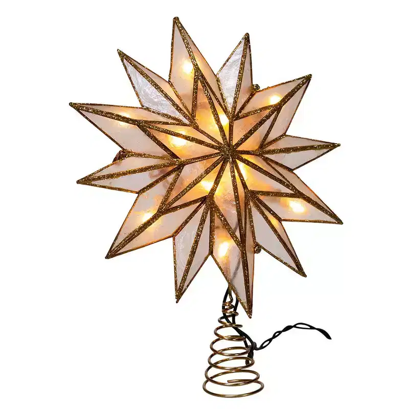 Kurt Adler 9.06 UL 10-Light 12-Point Gold Capiz Star Treetop