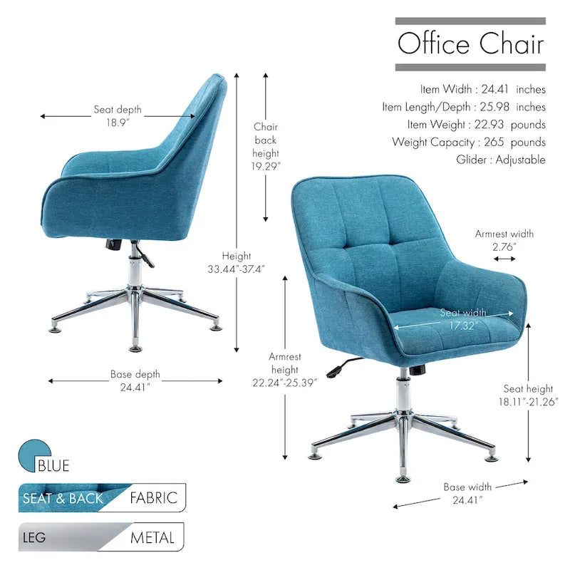 Home Office Chair with Arms, Height Adjustable