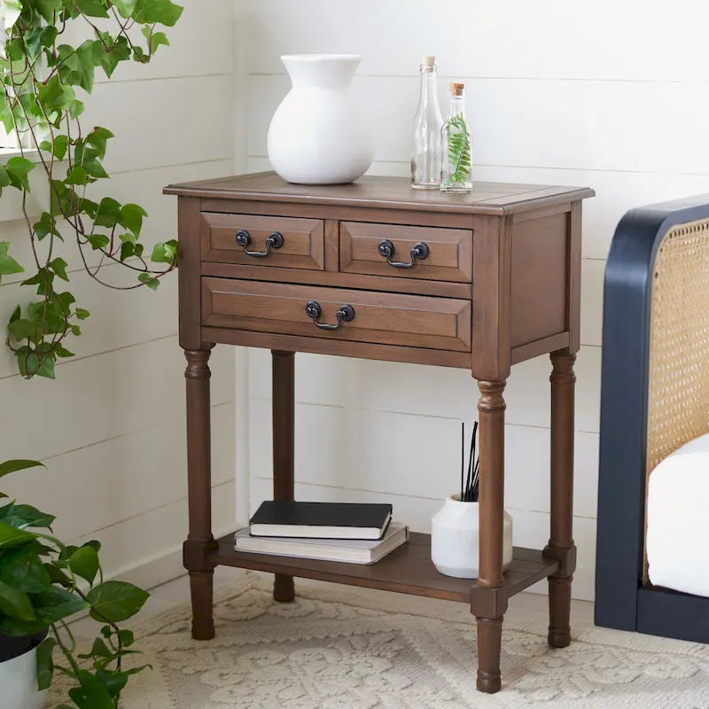 3-Drawer Console Table with Open Bottom Shelf