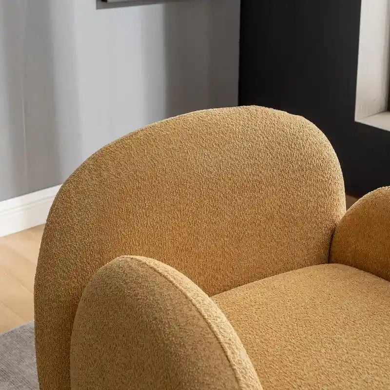 Modern Glam Boucle Upholstered Swivel Accent Armchair with 360 Degree Swivel Base