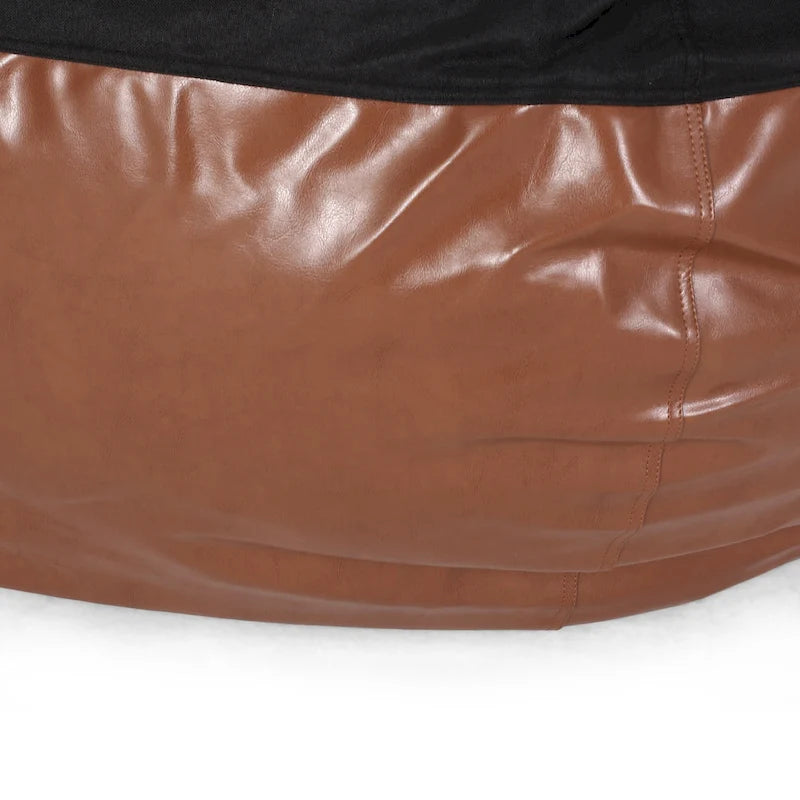 Modern 5 Foot Two Toned Fabric and Faux Leather Bean Bag