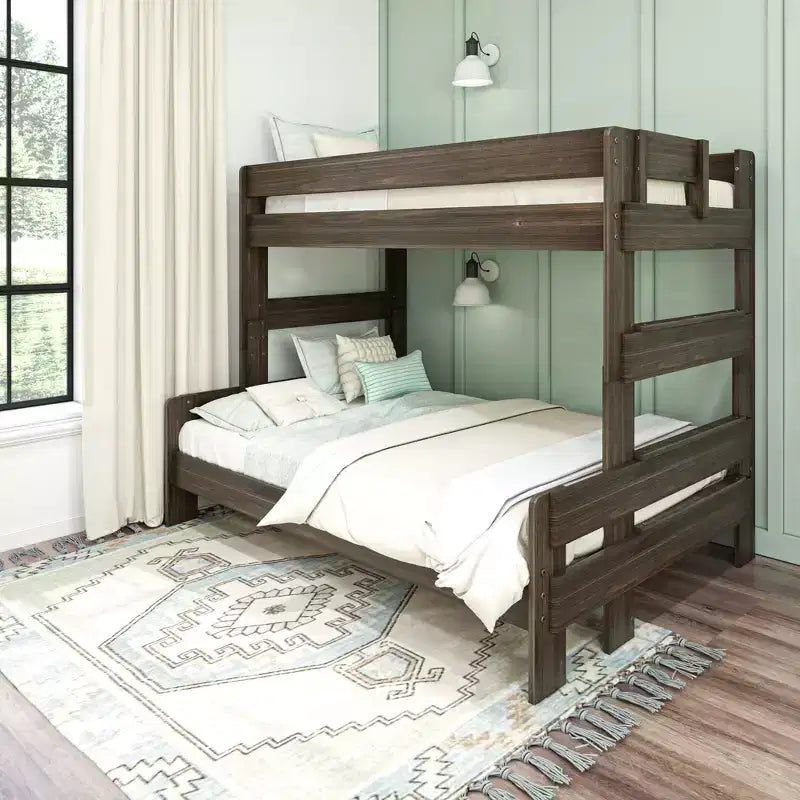 Twin over Full Bunk Bed, Modern Farmhouse Solid Wood for Kids