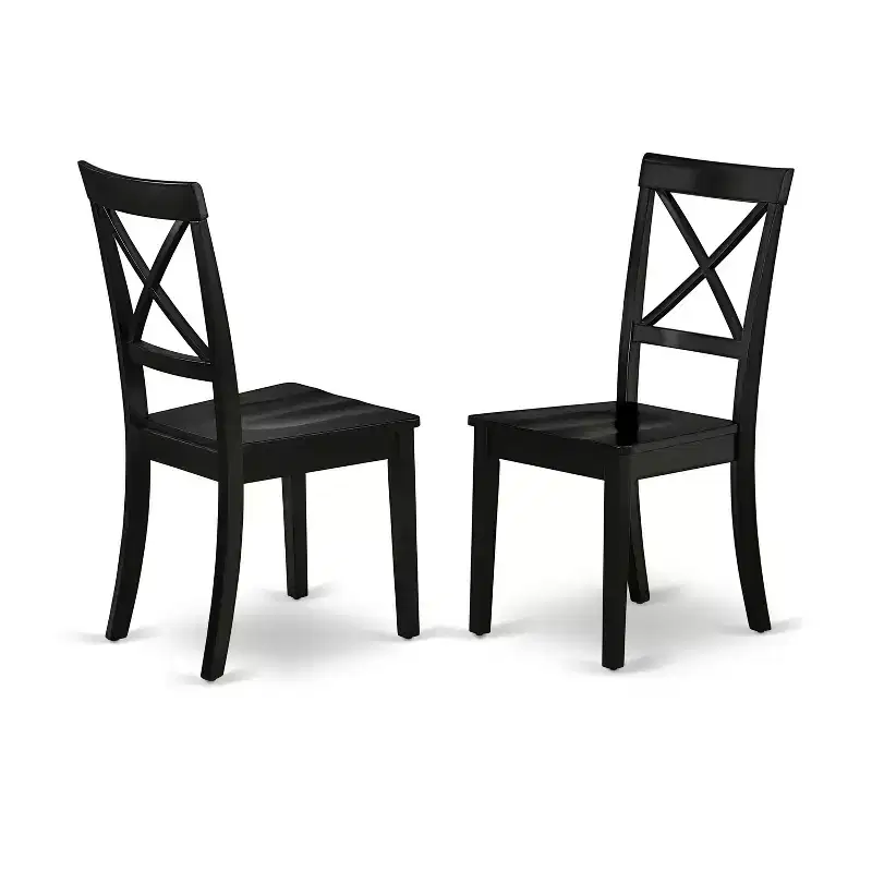 HomeStock Belmont 3Pc Round 42 Inch Dining Table With Two 9-Inch Drop Leaves And A Pair Of Wood Seat Dining Chairs, Black