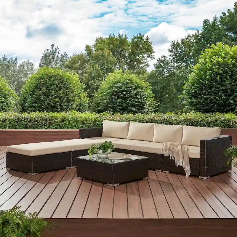 Santa Rosa Outdoor 7-piece Wicker Sectional Sofa Set with Cushions by Christopher Knight Home