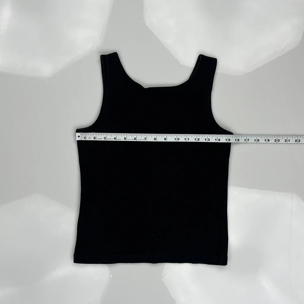 Women's Sleeveless Vest XS Black Cotton Casual Round Neck Regular Fit