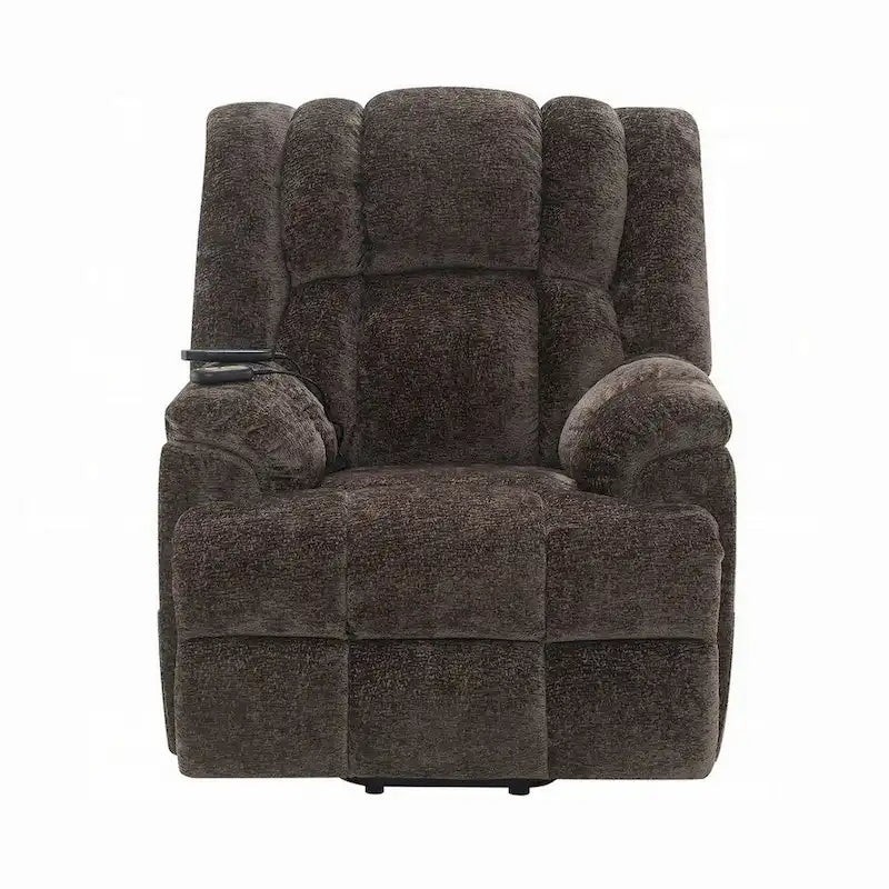 Power Recliner Chair with Lift, Heating, Massage, Brown Velvet