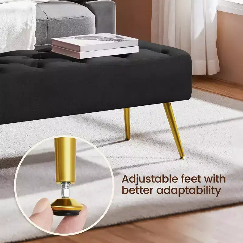 Modern Upholstered Button-Tufted Ottoman Footstool Bench for Bedroom
