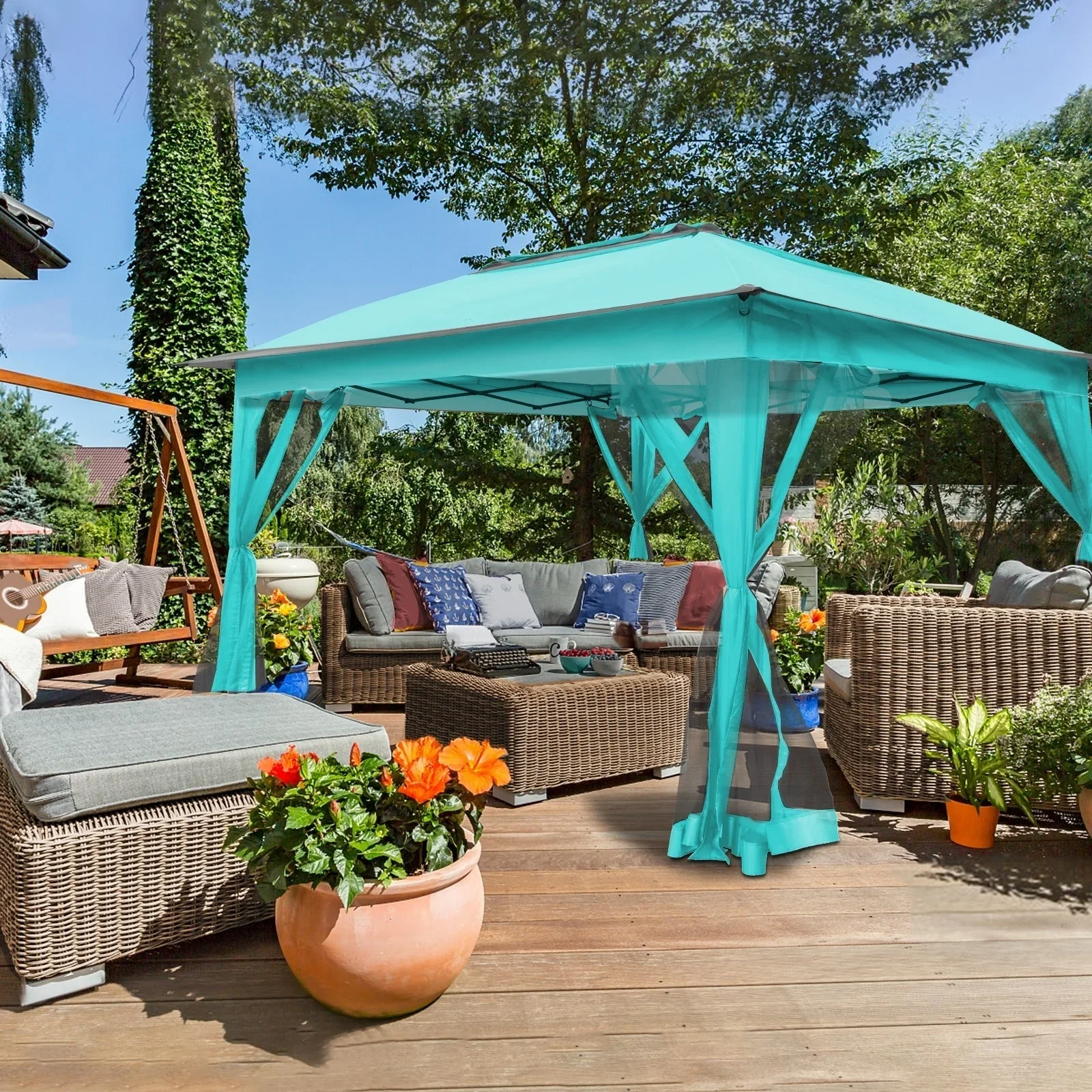 Cozywor 11 ft. x 11 ft. Pop-Up Steel Gazebo with Mosquito Netting