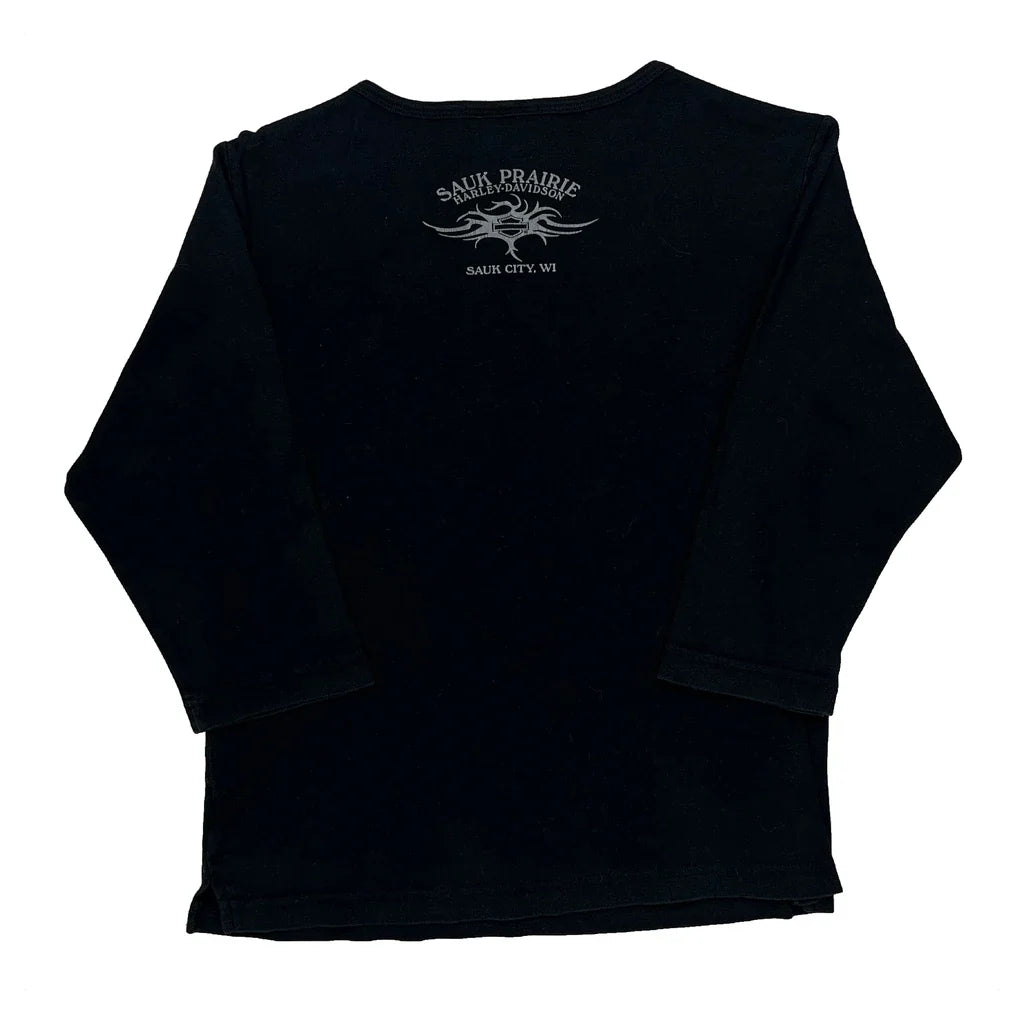 Studded Long Sleeve T-Shirt Women's Black Cotton Small