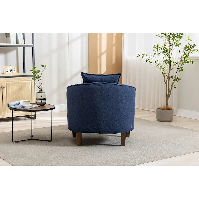 Mid-Century Modern Club Accent Chair with Tufted Back and Round Arms