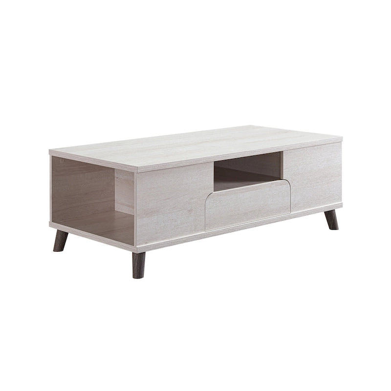 47 Mid-Century Modern Coffee Table with Shelves & Drawer