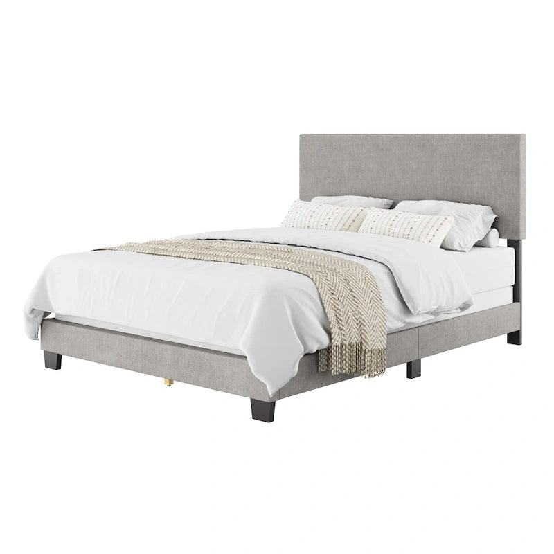 Upholstered Modern Queen Bed, Box Spring Required