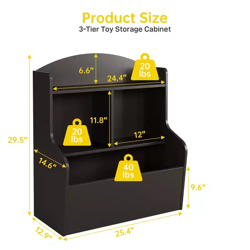 Natural Wood 3-Tier Kids Bookshelf & Toy Organizer – For 1 Child