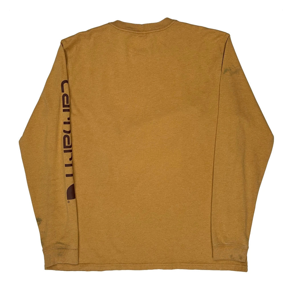 Long Sleeve T-Shirt Women Yellow Cotton Crew Neck Casual Large