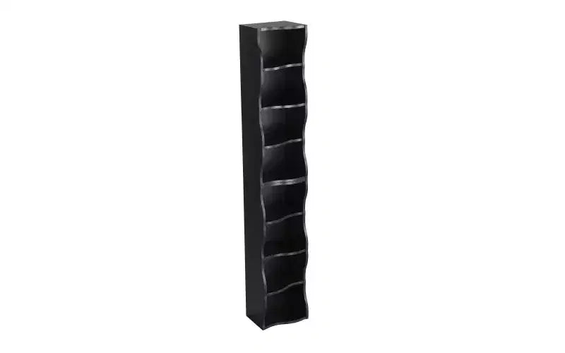 8-Tier Narrow Bookshelf with Adjustable Shelves & Wavy Border, Display Cabinet for Living Room