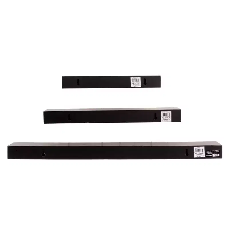 Kiera Grace (Set of 3) 12",16" and 24" Floating Shelves Black: MDF Wall Mount, Traditional Decor, Includes Hardware