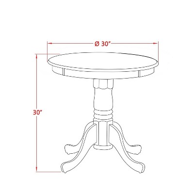 3-Piece Black and Cherry Finish Solid Wood Top - Dining Room Set - Seats 4