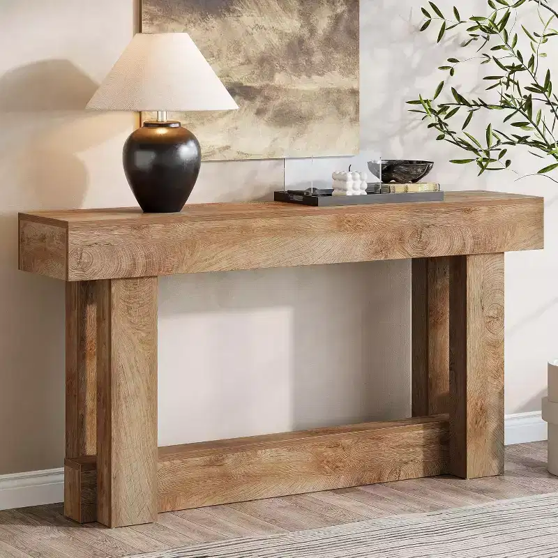 62.99-Inch Wood Console Table, 2-Tier Narrow Long Farmhouse Entryway Table