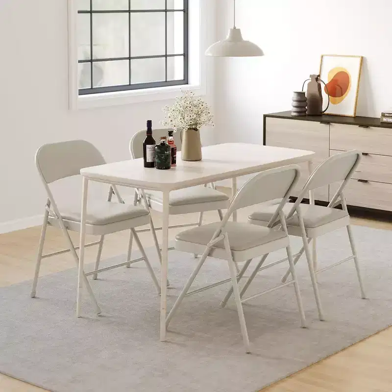 Folding Chairs Set of 2/4, PU Upholstered Foldable Chairs with Metal Frame Hold Up to 350 Pounds