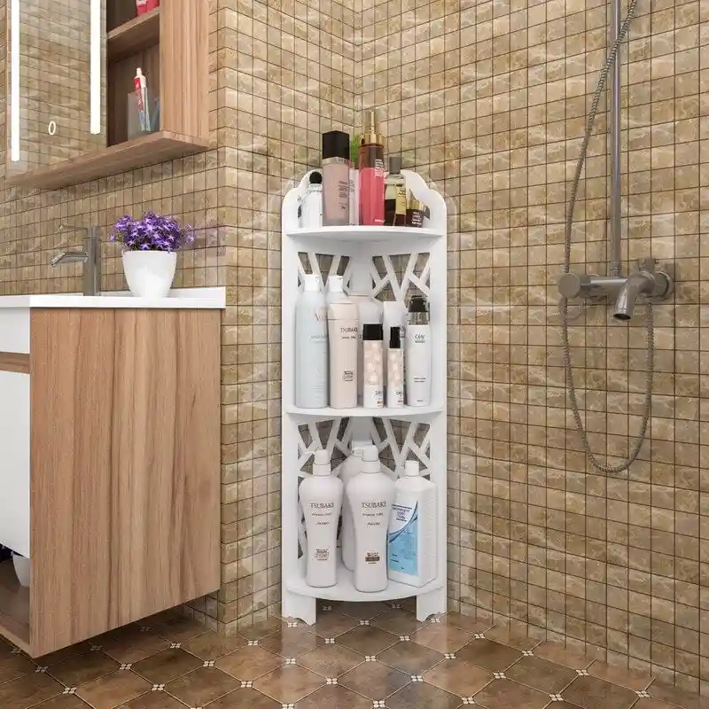 3 Tier Corner Shower Shelf Waterproof,White