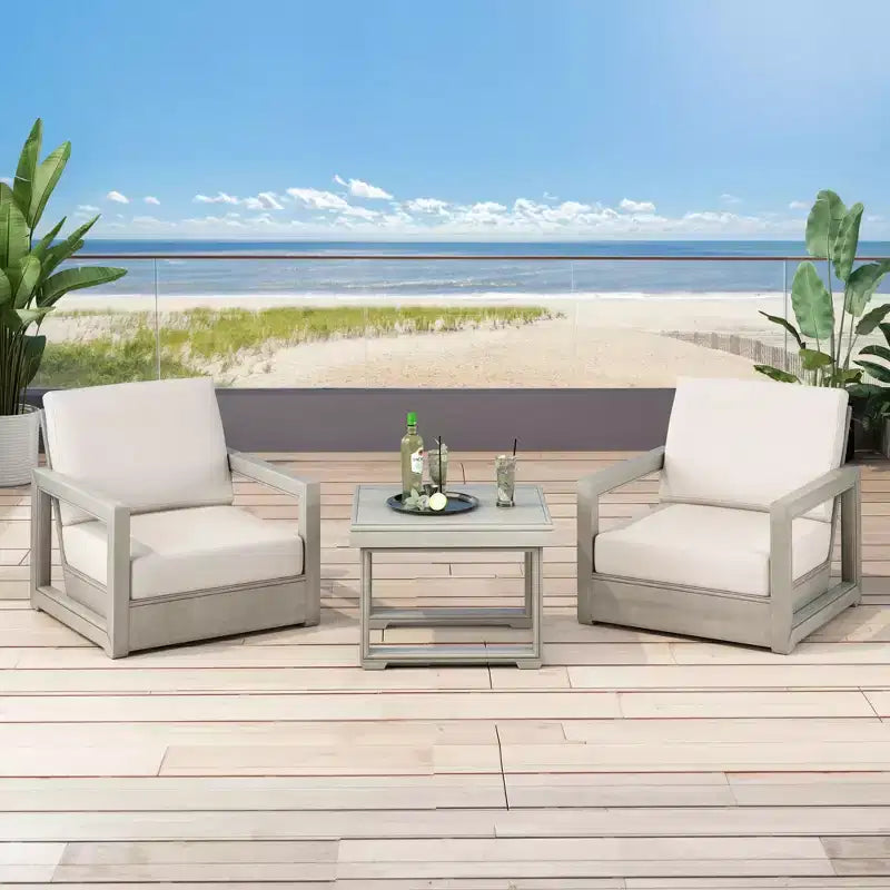 Christopher Knight Home Errol Contemporary Outdoor Acacia Wood 3 Piece Chat Set with Cushions